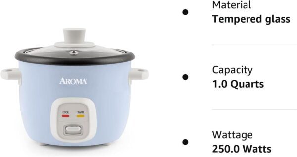 Aroma Housewares 4-Cups (Cooked) / 1Qt. Rice & Grain Cooker (ARC-302NGBL), Blue - Image 7