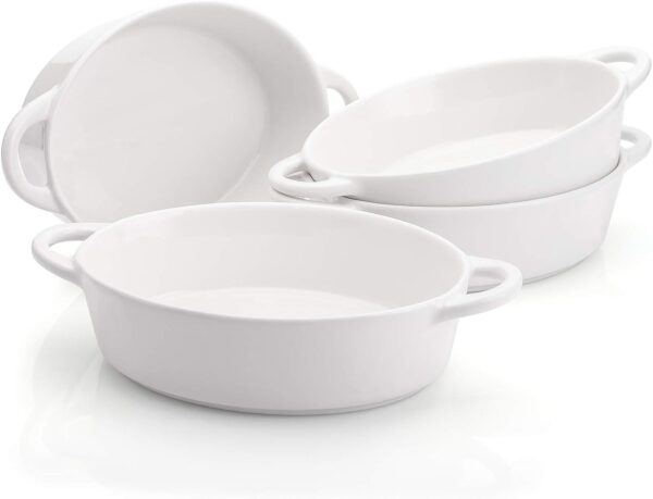Foraineam 4 Pack 20 Ounce Porcelain Ramekins with Double Handles Oval Creme Brulee Souffle Baking Dishes - Image 6
