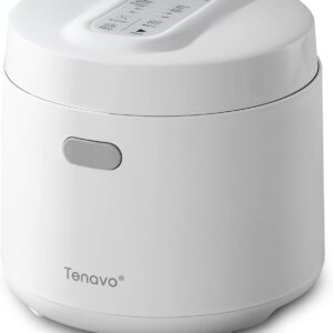 Tenavo Small Rice Cooker 3 Cups Uncooked,1.6L Rice Cooker Small, Portable Rice Cooker Small for 2-4 People, Mini Rice Cooker, Multi-cooker for Brown Rice, White Rice, Quinoa, Steel Cut Oats, and Grains, Touch Control, 400W, White