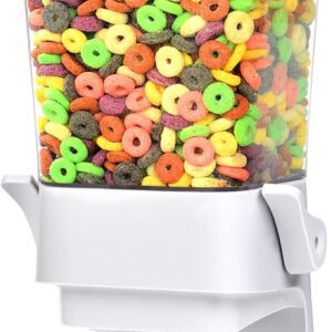 Mivvosakuki Cereal Dispenser Countertop Large Cereal Containers Storage Dispenser For Pantry Dry Food Dispenser Countertop Candy Dispenser Machine Rice Dispenser For Snack,Nuts, Granola(White,1PC)