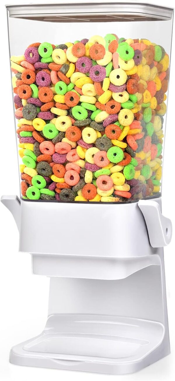 Mivvosakuki Cereal Dispenser Countertop Large Cereal Containers Storage Dispenser For Pantry Dry Food Dispenser Countertop Candy Dispenser Machine Rice Dispenser For Snack,Nuts, Granola(White,1PC)