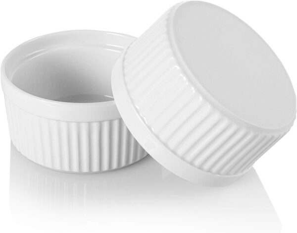 Foraineam 12 Pieces 8 oz Porcelain Souffle Dishes, Oven Safe Ramekins White Bakeware Set Dessert Custard Baking Dishes Cups for Baking, Cooking, Serving and More - Image 4