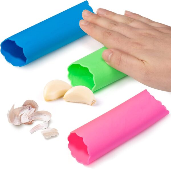 Garlic Peeler, Silicone Garlic Roller Peeling Tube Tool for Useful Kitchen Tools, 3PCS Random Color