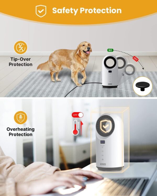 iDOO Electric Space Heater for Indoor Use with Remote, Portable PTC Ceramic Heaters for Bedroom, 1500W Fast Heating for Large Room/Office, Safe & Quiet for Home, 12H Timer, Oscillation, LED Display - Image 6