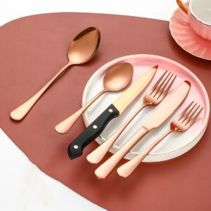 24-Piece Rose Gold Silverware Set Flatware Food-Grade Stainless Steel Cutlery Set for 4/6/8/10 Forks And Spoons Utensil Sets Forks Silverware Home Essentials for New Home Kitchen Durable