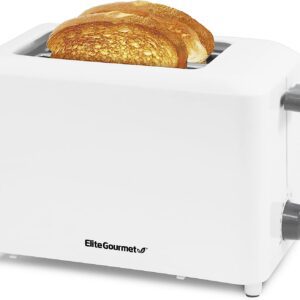 Elite Gourmet ECT-1027# Cool Touch Toaster, 7 Toast Settings Cancel Functions, Slide Out Crumb Tray, Extra Wide 1.5" Slots for Bagels Waffles Specialty Breads, Puff Pastry, Snacks, White