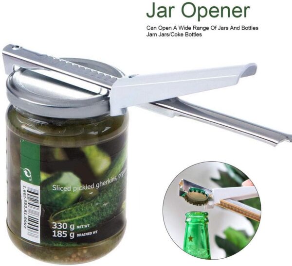 Adjustable Jar Opener for Arthritis, All Metal Construction Bottle Opener for Most Jam And Jelly Cans, Cola Bottles - Image 2