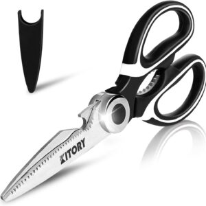 Kitory Kitchen Shears - Ultra Sharp Premium Scissors with Sheath - Heavy Duty Poultry shears-Nut cracker-Bottle Opener- Multi Purpose Scissors