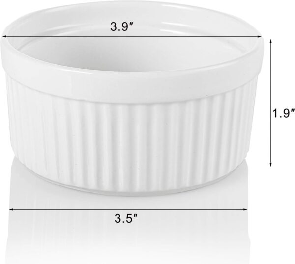 Foraineam 12 Pieces 8 oz Porcelain Souffle Dishes, Oven Safe Ramekins White Bakeware Set Dessert Custard Baking Dishes Cups for Baking, Cooking, Serving and More - Image 2