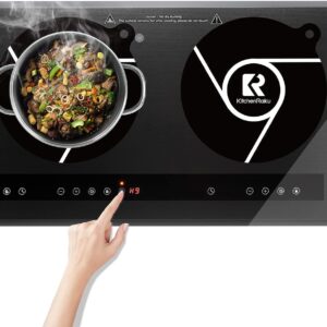 KitchenRaku 2 Pcs Induction Cooktop Mat, (magnetic) Induction Cooktop Protector For Induction Stove, Round Stove Top Cover Induction Silicone Mat, Usable as Microwave Mats (7.9", Black)