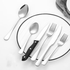 48-Pieces Silverware Set Flatware Food-Grade Stainless Steel Cutlery Set for 8 Forks And Spoons Utensil Sets Forks Silverware Home Essentials for New Home Kitchen Ergonomic Durable
