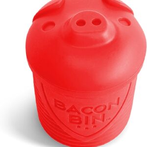 Talisman Designs Bacon Bin Grease Strainer & Collector | Family Friendly Kitchen Tools | Fun & Functional Silicone Grease Container | Holds up to 1 Cup | Red
