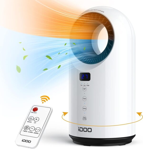 iDOO Electric Space Heater for Indoor Use with Remote, Portable PTC Ceramic Heaters for Bedroom, 1500W Fast Heating for Large Room/Office, Safe & Quiet for Home, 12H Timer, Oscillation, LED Display - Image 8