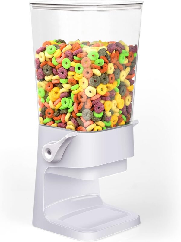 Mivvosakuki Cereal Dispenser Countertop Large Cereal Containers Storage Dispenser For Pantry Dry Food Dispenser Countertop Candy Dispenser Machine Rice Dispenser For Snack,Nuts, Granola(White,1PC) - Image 6