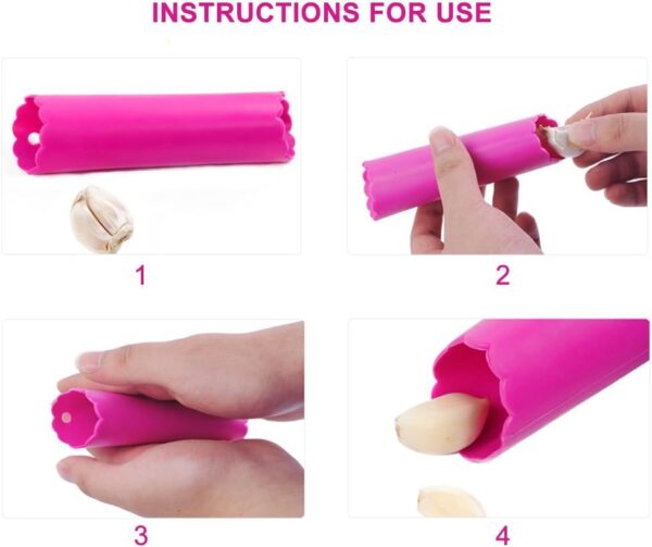 Garlic Peeler, Silicone Garlic Roller Peeling Tube Tool for Useful Kitchen Tools, 3PCS Random Color - Image 3