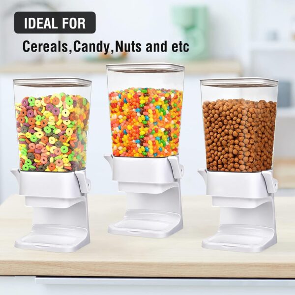 Mivvosakuki Cereal Dispenser Countertop Large Cereal Containers Storage Dispenser For Pantry Dry Food Dispenser Countertop Candy Dispenser Machine Rice Dispenser For Snack,Nuts, Granola(White,1PC) - Image 4
