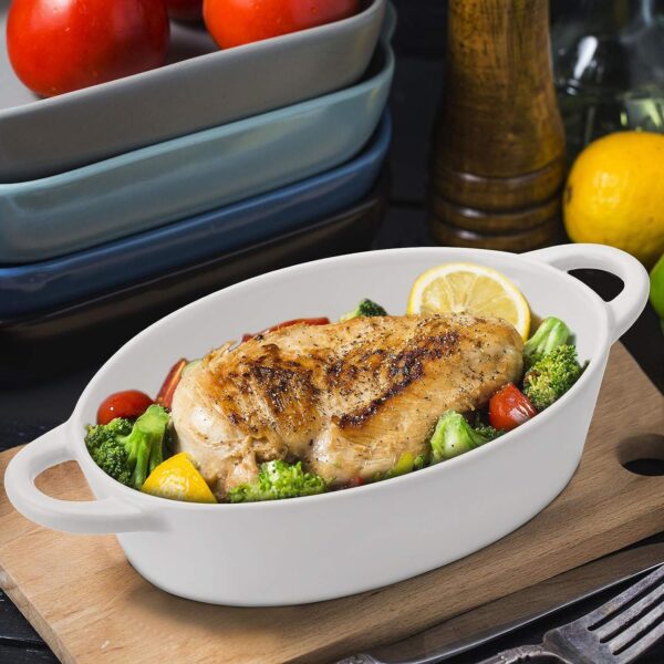 Foraineam 4 Pack 20 Ounce Porcelain Ramekins with Double Handles Oval Creme Brulee Souffle Baking Dishes - Image 5