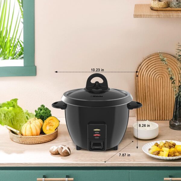 Mishcdea Small Rice Cooker 3 Cups Uncooked, Electric Mini Rice Cooker with Food Steamer Basket, Removable Nonstick Pot, 12H Automatic Keep Warm, for Rice, Soups, Stews, Grains, Oatmeal - Black - Image 6