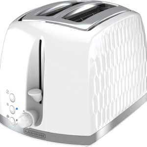 BLACK+DECKER TR1250WD Honeycomb Collection 2-Slice Toaster with Premium Textured Finish, White