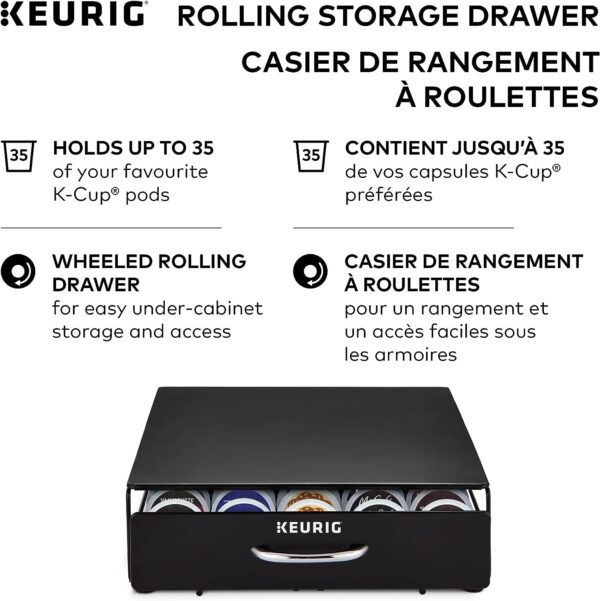 Keurig Under Brewer Storage Drawer, Coffee Pod Storage, Holds Upto 35 Keurig K-Cup Pods, Black - Image 4