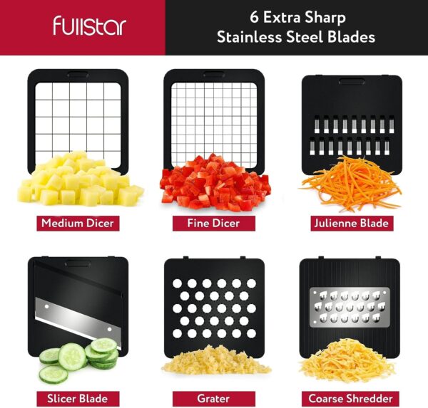 Fullstar Compact Vegetable Chopper - Vegetable Cutter, Food Chopper, Veggie Chopper, Onion Chopper, Vegetable Chopper With Container, Vegetable Slicer, Vegetable Cutter, Mandoline Slicer (6 Inserts) - Image 2