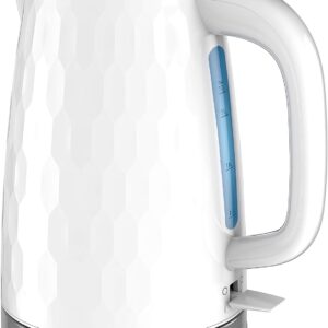 BLACK+DECKER Honeycomb Collection Rapid Boil 1.7L Electric Cordless Kettle with Premium Textured Finish, White, KE1560W