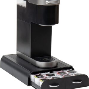 Mind Reader Anchor Collection, 2-Drawer Single Serve Coffee Pod Drawer, 24 Coffee Pod Capacity, Compatible with Keurig Mini Series, Coffee Machine Base, 12.25"L x 9.5"W x 2.5"H, Black