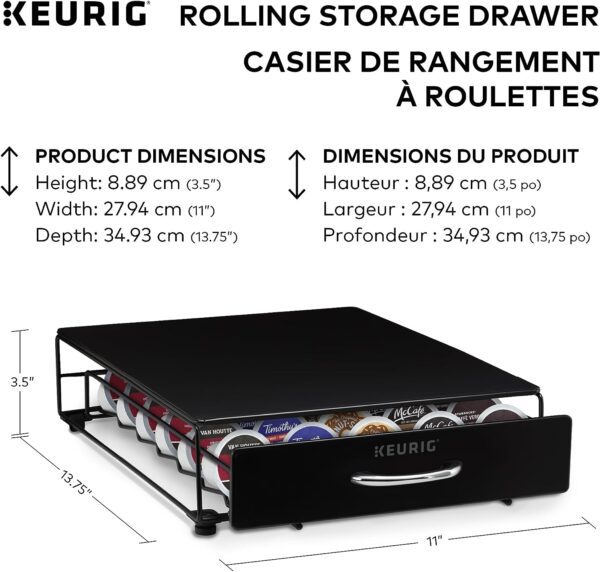 Keurig Under Brewer Storage Drawer, Coffee Pod Storage, Holds Upto 35 Keurig K-Cup Pods, Black - Image 3
