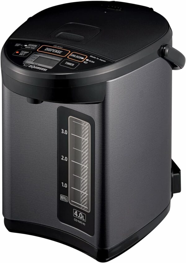Zojirushi CD-NAC40BM Micom Water Boiler & Warmer, 4.0 Liter, Metallic Black