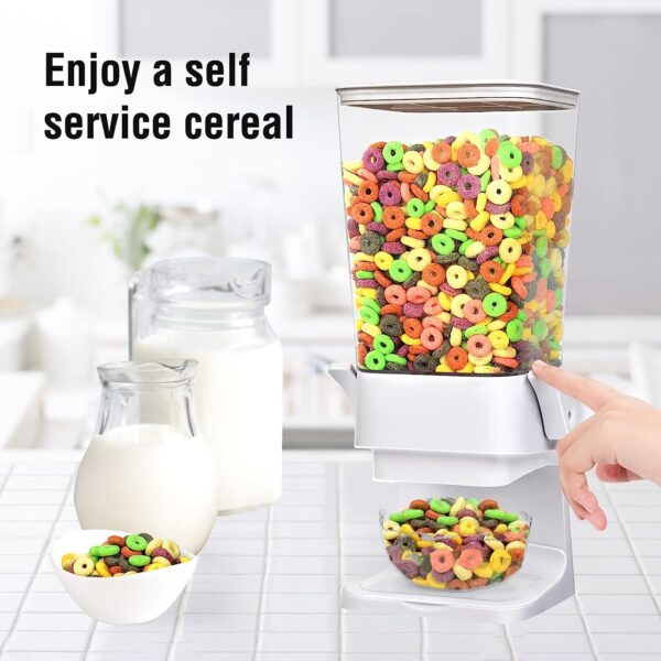 Mivvosakuki Cereal Dispenser Countertop Large Cereal Containers Storage Dispenser For Pantry Dry Food Dispenser Countertop Candy Dispenser Machine Rice Dispenser For Snack,Nuts, Granola(White,1PC) - Image 5