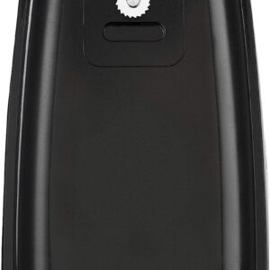 BELLA Electric Can Opener and Knife Sharpener, Multifunctional Jar and Bottle Opener with Removable Cutting Lever and Cord Storage, Stainless Steel Blade, Black