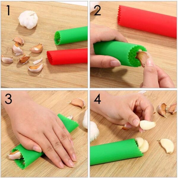 DS. DISTINCTIVE STYLE Silicone Garlic Peeler 5 Pieces Garlic Peeling Tube Roller Useful Kitchen Tools - Multicolored - Image 3