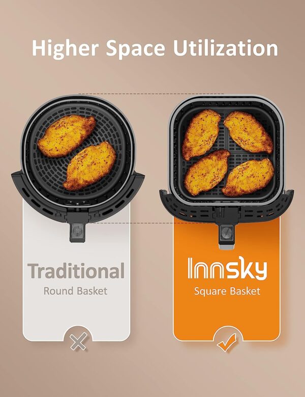 Innsky Air Fryer XL 5.8 QT, 【2022 Upgraded】 11 in 1 Oilless Air Fryers Oven, Easy One Touch Screen with Preheat & Delay Start, ETL Listed, Airfryer 1700W for Air Fry, Roast, Bake, Grill, Recipe Book - Image 5