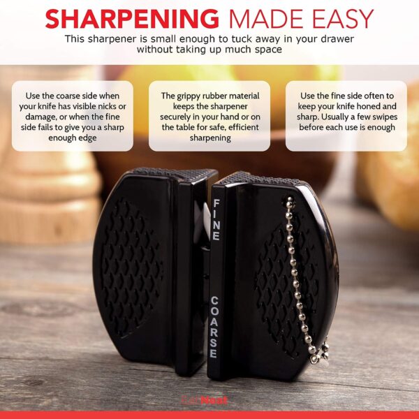 EatNeat 12 Piece Kitchen Knife Set - 5 Black Stainless Steel Knives with Safety Sheaths, a Cutting Board, and a Sharpener, Razor Sharp Cutting Tools that are Kitchen Essentials for New Homes - Image 8