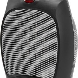 Amazon Basics 1500W Ceramic Personal Heater with Adjustable Thermostat, Black, 7.52"D x 6.34"W x 9.45"H