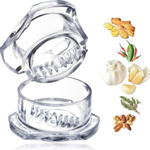 NexTrend Garlic Twister 4th Gen - Ginger, Herb, Nuts, Garlic Press Kitchen Mincer Rocker Grinder, Easy to Clean! (Clear)
