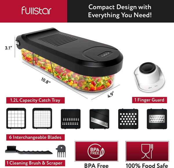 Fullstar Compact Vegetable Chopper - Vegetable Cutter, Food Chopper, Veggie Chopper, Onion Chopper, Vegetable Chopper With Container, Vegetable Slicer, Vegetable Cutter, Mandoline Slicer (6 Inserts) - Image 5