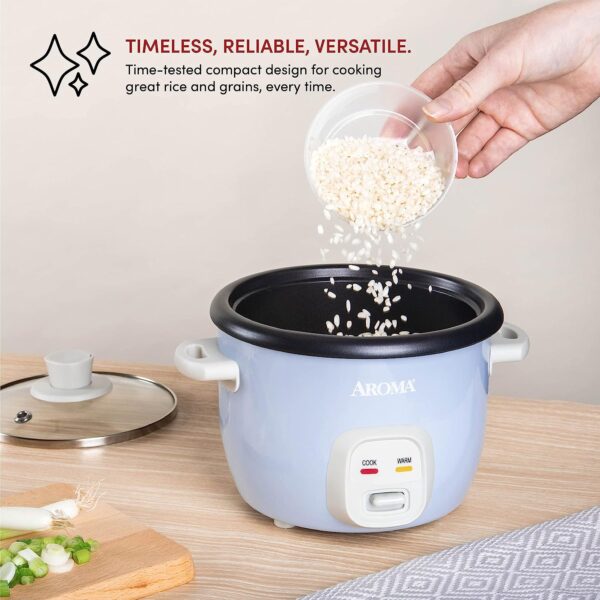 Aroma Housewares 4-Cups (Cooked) / 1Qt. Rice & Grain Cooker (ARC-302NGBL), Blue - Image 3
