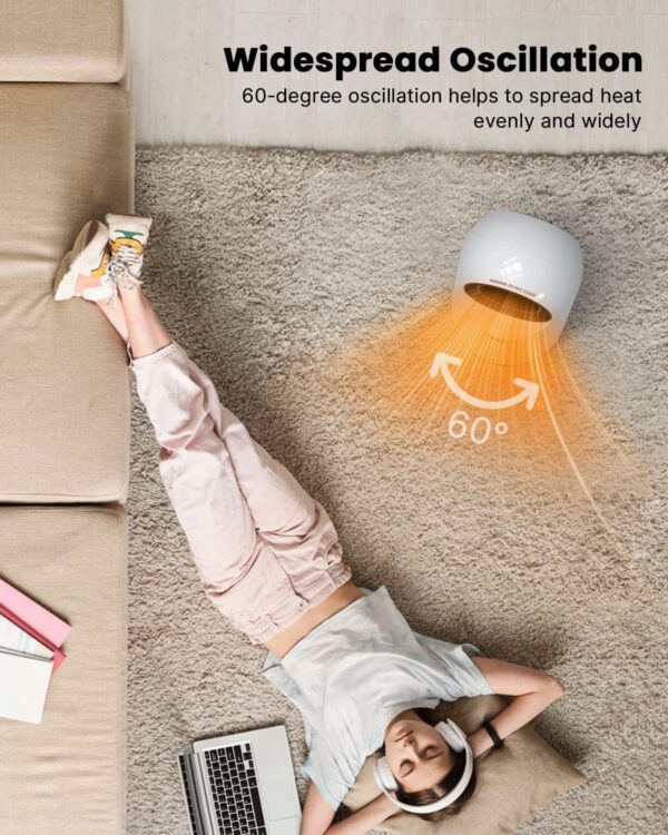 iDOO Electric Space Heater for Indoor Use with Remote, Portable PTC Ceramic Heaters for Bedroom, 1500W Fast Heating for Large Room/Office, Safe & Quiet for Home, 12H Timer, Oscillation, LED Display - Image 2