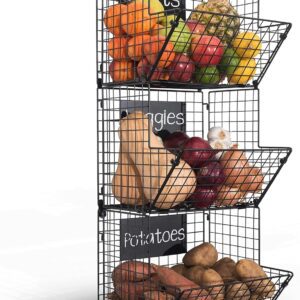 Saratoga Home Wall Fruit Baskets For Kitchen Fruit Basket Wall Mount, Wall Fruit Baskets for Kitchen, Hanging Wall Basket, Hanging Baskets for Organizing, Onion and Potato Storage, Wired Baskets