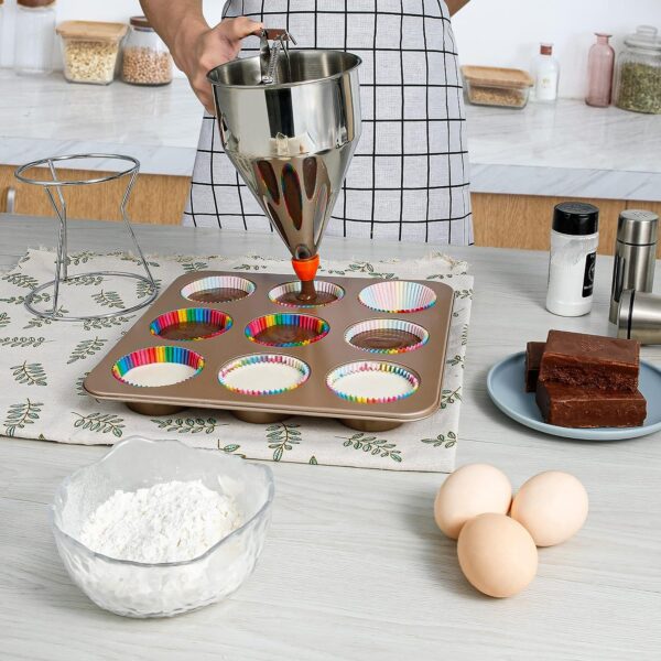 MyLifeUNIT Pancake Batter Dispenser, Multi-Caliber Stainless Steel Funnel Cake Dispenser with Stand Great for Pancakes, Cupcakes or Any Baked Goods - Image 7