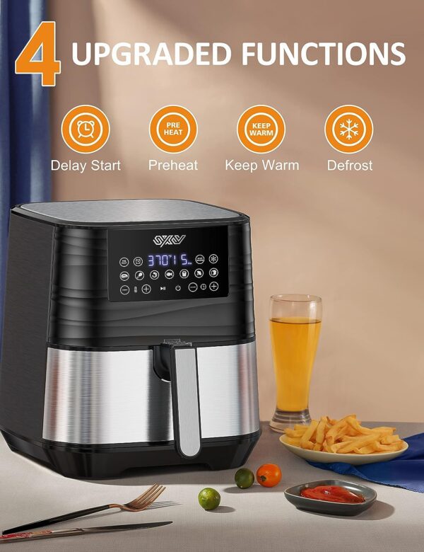 Innsky Air Fryer XL 5.8 QT, 【2022 Upgraded】 11 in 1 Oilless Air Fryers Oven, Easy One Touch Screen with Preheat & Delay Start, ETL Listed, Airfryer 1700W for Air Fry, Roast, Bake, Grill, Recipe Book - Image 2