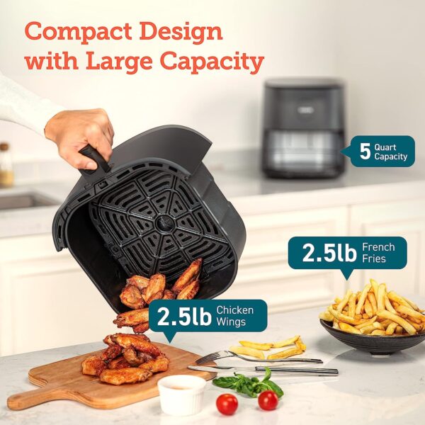 COSORI Air Fryer Pro LE 5-Qt, for Quick and Easy Meals, UP to 450℉, Quiet Operation, 85% Oil less, 130+ Exclusive Recipes, 9 Customizable Functions in 1, Compact, Dishwasher Safe, Gray - Image 4