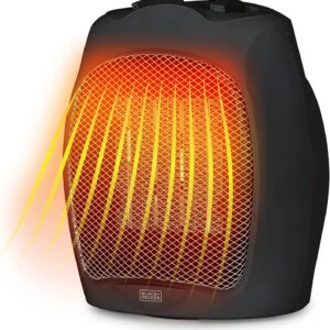 BLACK+DECKER Electric Heater, Portable Heater with 3 Settings, Ceramic Heater for Office, Home or Bedroom, Space Heater with Adjustable Thermostat Control, Black