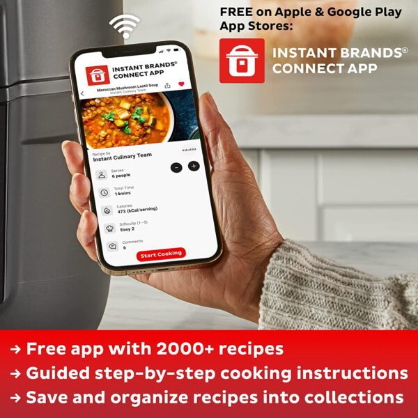 Instant Vortex Plus 10-Quart Air Fryer, From the Makers of Instant Pot, 7-in-1 Functions, with EvenCrisp Technology, App with over 100 Recipes, Stainless Steel - Image 7