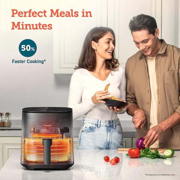 COSORI Air Fryer Pro LE 5-Qt, for Quick and Easy Meals, UP to 450℉, Quiet Operation, 85% Oil less, 130+ Exclusive Recipes, 9 Customizable Functions in 1, Compact, Dishwasher Safe, Gray - Image 3